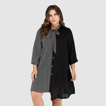 Striped Irregular Plus Sizes Women Short Dresses
