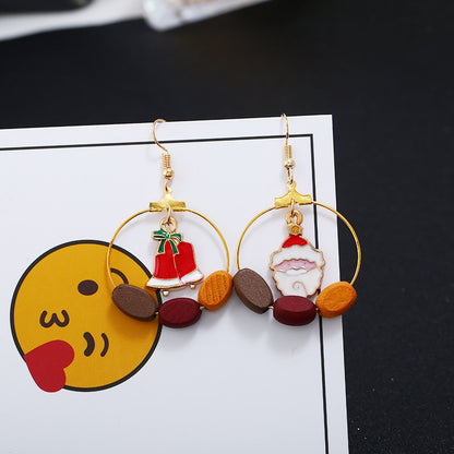 Christmas Santa Claus Bell Design Women Earrings