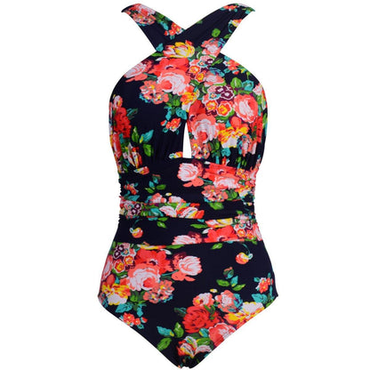 Plus Size Women One Piece Halter Swimsuit-STYLEGOING
