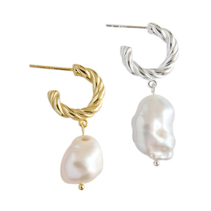Sterling Silver Baroque Pearl Earrings for Women