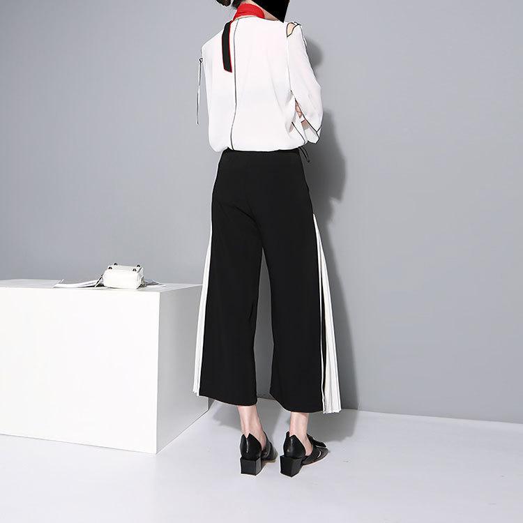Women Pleated Chiffon Wide Leg Pants/Trousers