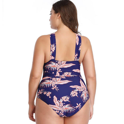 Plus Size Women One Piece Halter Swimsuit-STYLEGOING