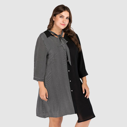 Striped Irregular Plus Sizes Women Short Dresses
