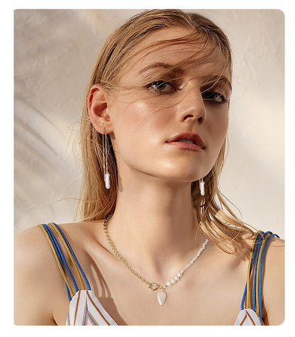 Fresh Water Pearl Gold Plated Sterling Silver Drop Earrings