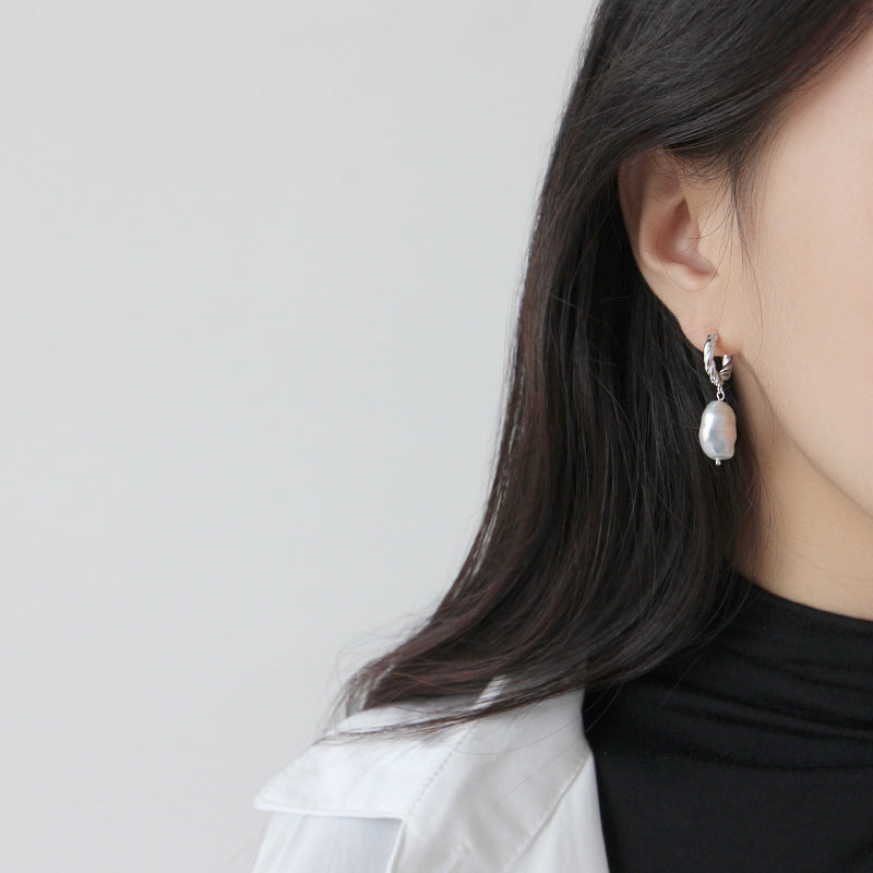 Sterling Silver Baroque Pearl Earrings for Women