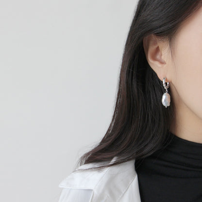 Sterling Silver Baroque Pearl Earrings for Women