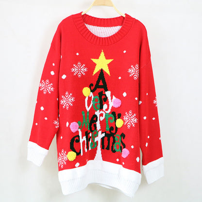 Casual Letter Print Christmas Pullover Knitted Sweaters