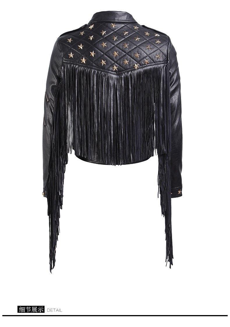 Balck Women Motorcycle Outerwear-STYLEGOING