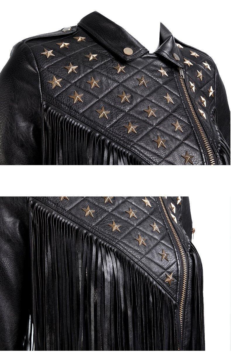 Balck Women Motorcycle Outerwear-STYLEGOING