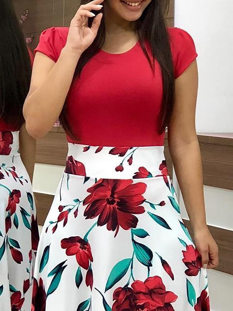 Elegant Plus Sizes Floral Print Plus Sizes Long Dresses