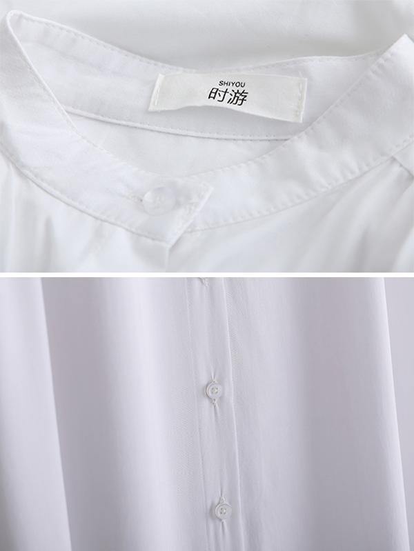 Solid Lapel Long Shirt Dress-STYLEGOING