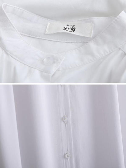 Solid Lapel Long Shirt Dress-STYLEGOING