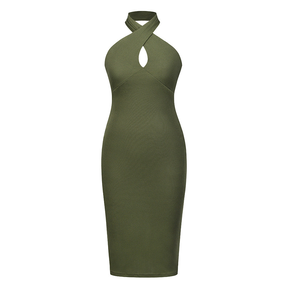 Sexy Halter Backless Knitted Midi Dresses