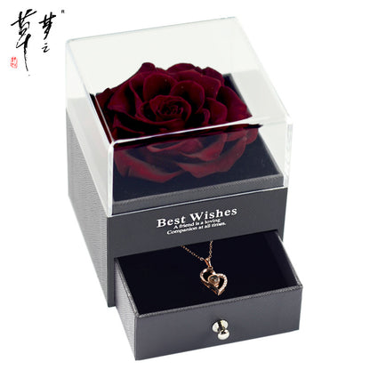 Valentine's Day Gifts Preserved Forever Flowers and Necklace Sets