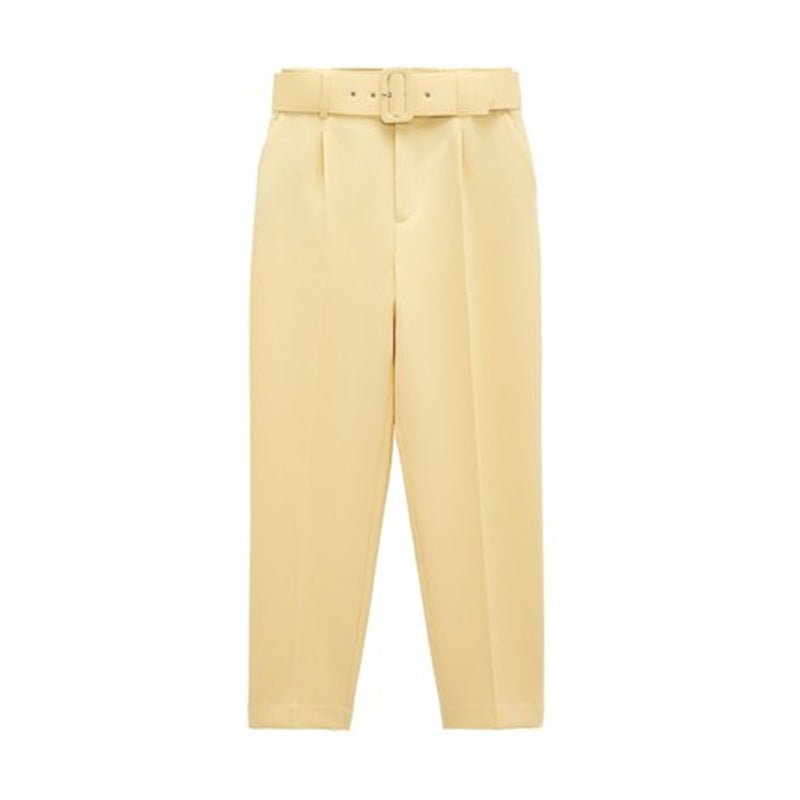 Women High Waist Casual Cropped Pants
