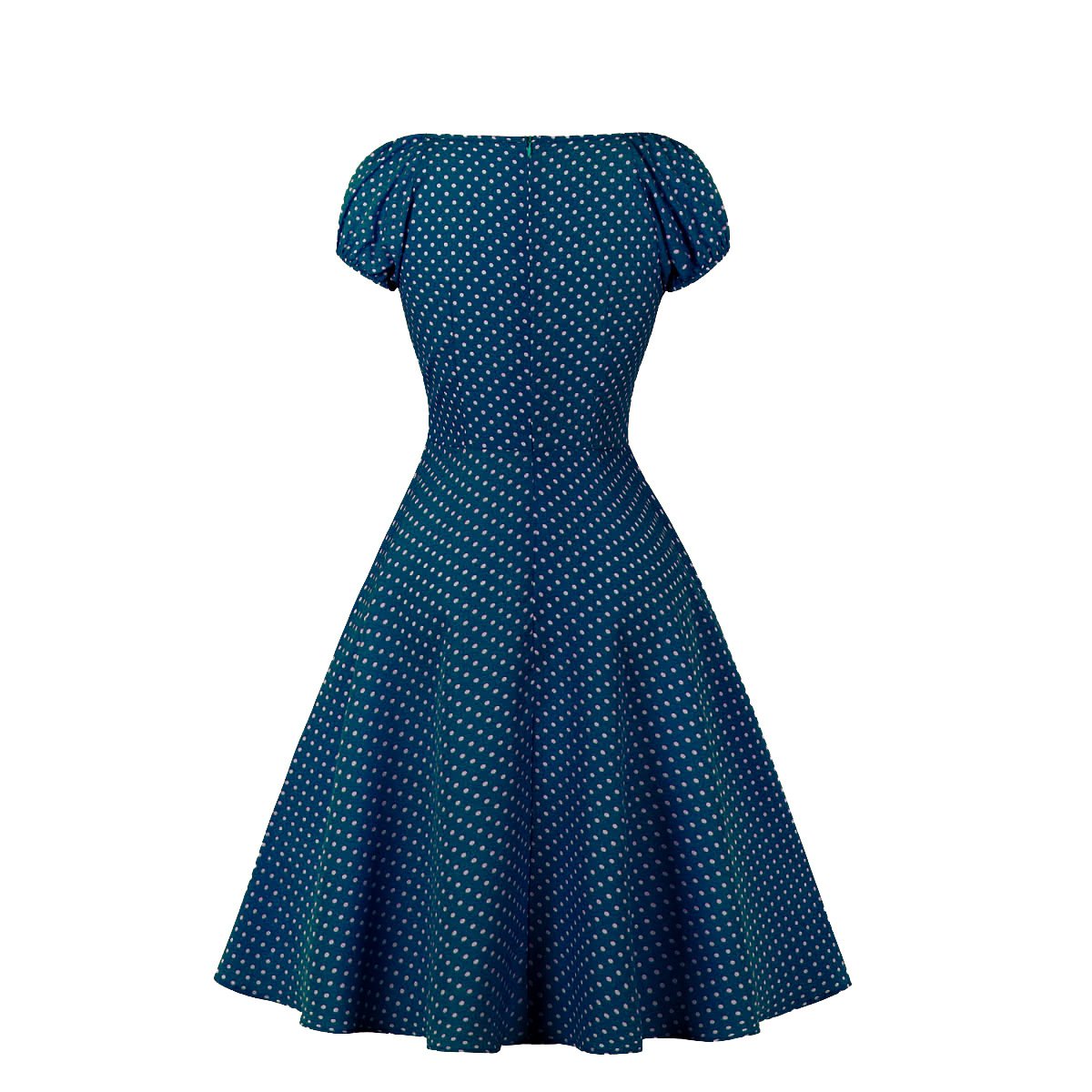 Women Short Sleeves Dot Print Vintage Dresses-STYLEGOING