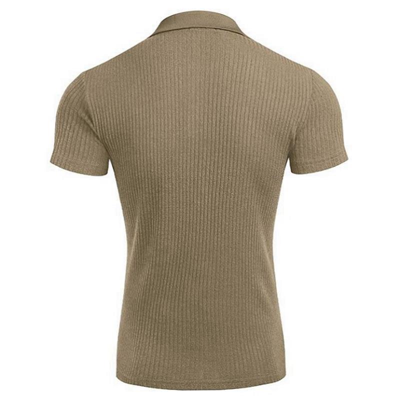 Khaki Summer Knitted Polo T Shirts for Men