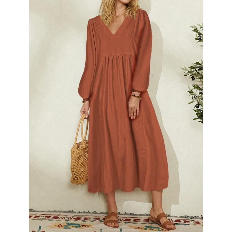 Leisure Cotton Long Sleeves Day Dresses-STYLEGOING