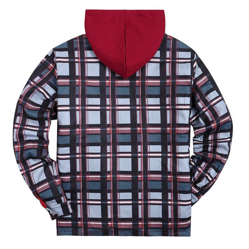 Plaid Winter Hoodies Jacket Outerwear for Men