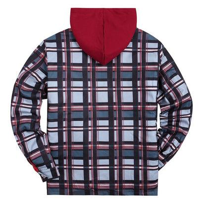 Plaid Winter Hoodies Jacket Outerwear for Men
