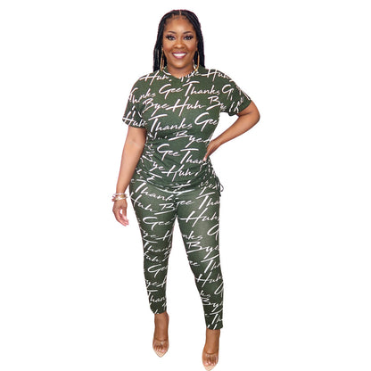 Sexy Summer Short Sleeves Two Pieces Suits