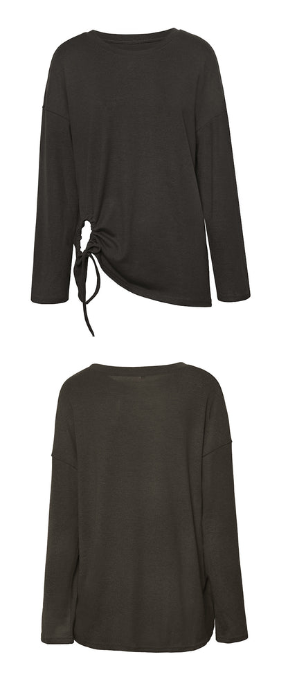 Casual Strawing Design Long Sleeves Blouses for Women