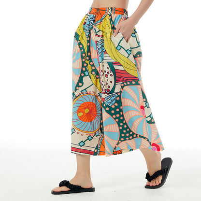 Designed Summer Plus Sizes Cropped Pants