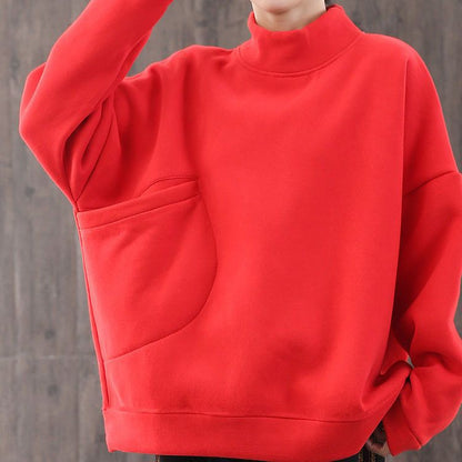Women High Neck Velvet Pullover Tops