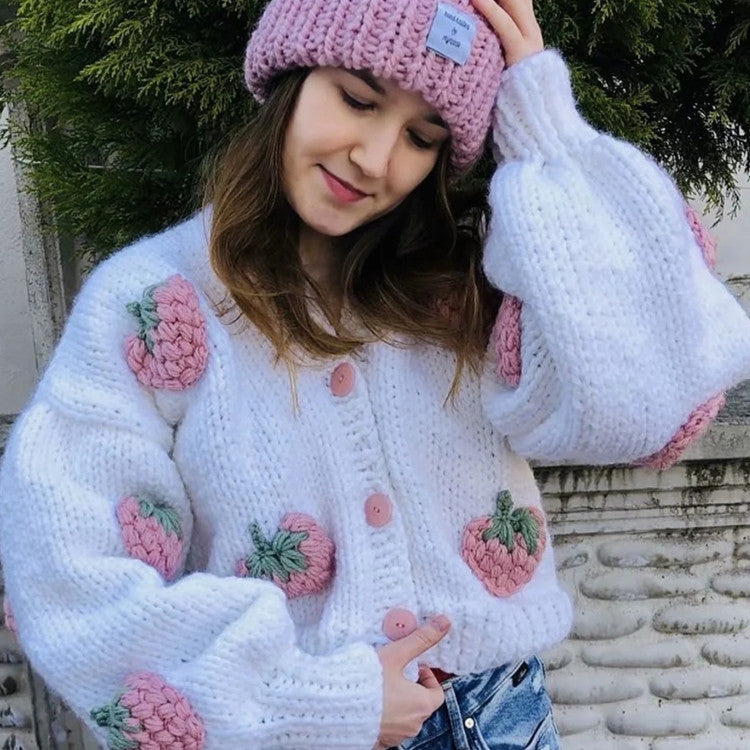Lovely Handmade 3D Design High Waist Short Sweaters