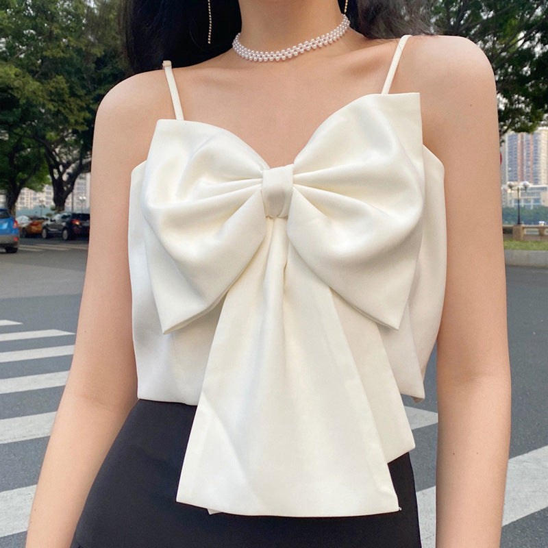 Sexy Lovely Designed Bowknot Midriff Baring Short Tops