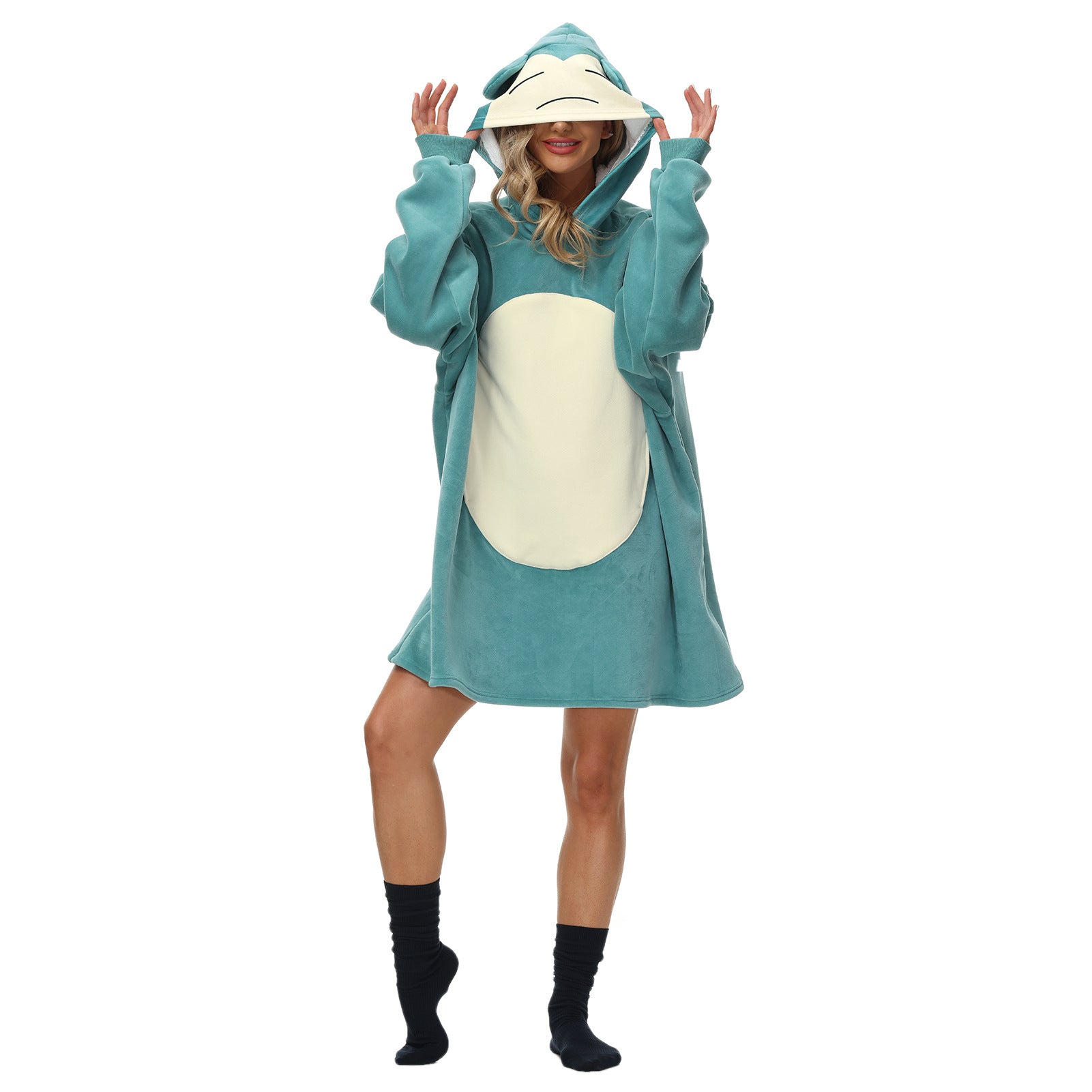 Rainbow Print Winter Warm Hoodies Wearable Sleepwear Blanket