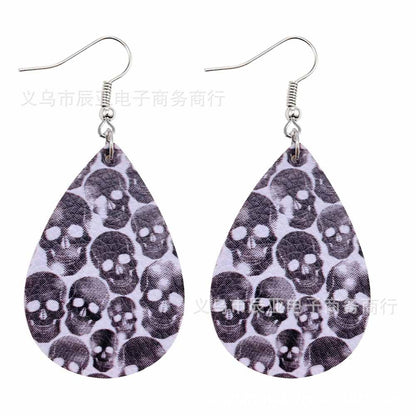 Happy Halloween Skeleton Spider Print Earrings 2 Sets