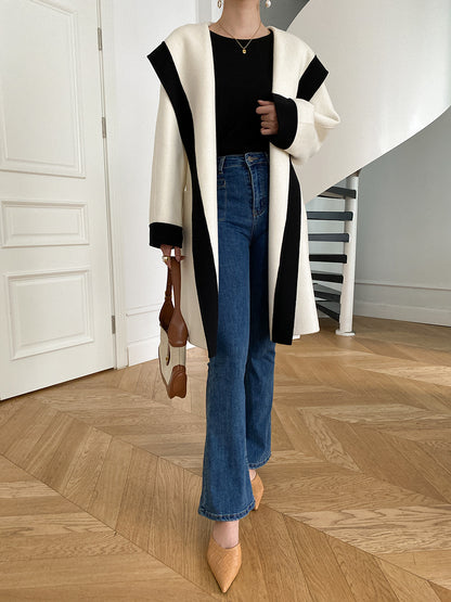 Luxury White Black Woolen Outerwear for Women