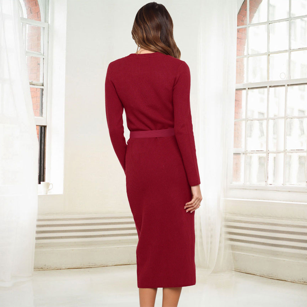 Women Knitting Slim Winter Long Dresses