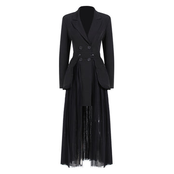 Black Blazer Overcoat and Designed Tulle Skirts