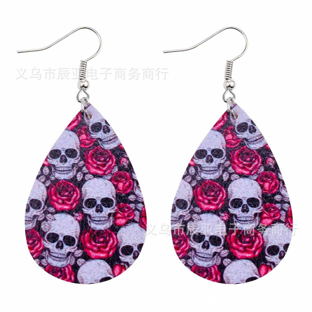 Happy Halloween Skeleton Spider Print Earrings 2 Sets