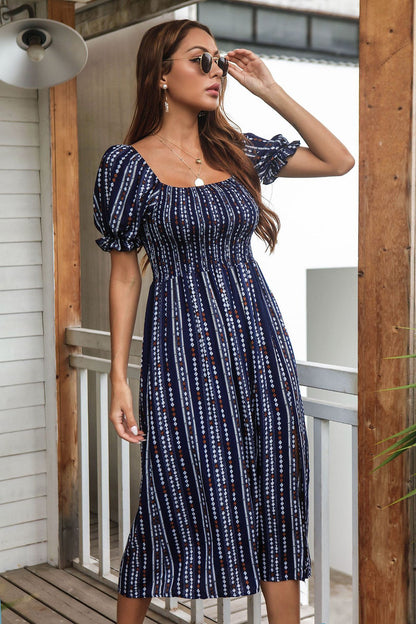 Summer Puff Sleeves Cotton Women Dresses