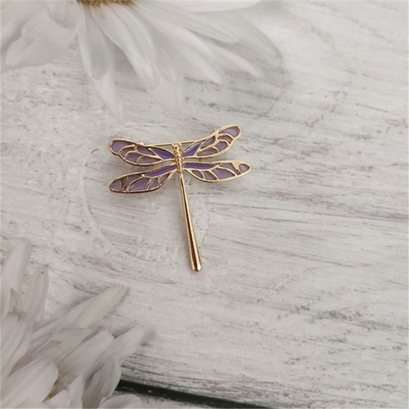 Charming Lilac and Dragonfly Design Brooches for Women