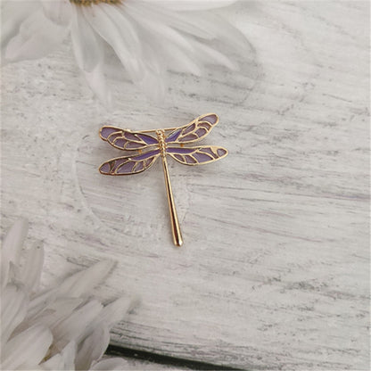 Charming Lilac and Dragonfly Design Brooches for Women