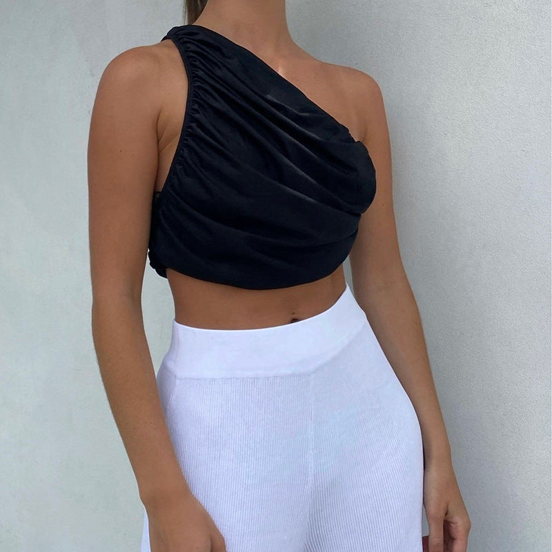 Sexy Fashion One Shoulder Women Crop Tops