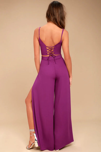 Sexy Women Summer High Waist Tops and Wide Leg Pants
