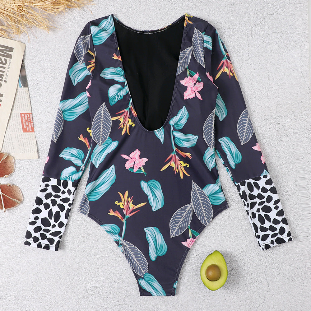 Sexy Long Sleeves Backless One Piece Women Swimwear