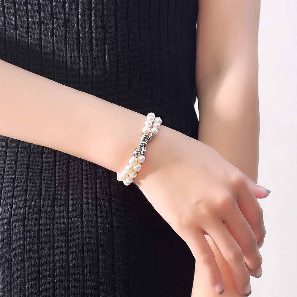 Fashion Butterfly Design Sterling Silver Pearl Bracelets