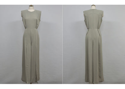 Summer Split Front Sleeveless Elegant Women Jumpsuits