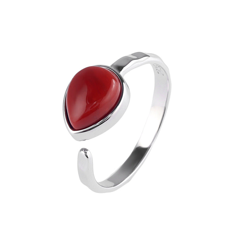 Vintage Water Drop Design Sterling Silver Ring for Women