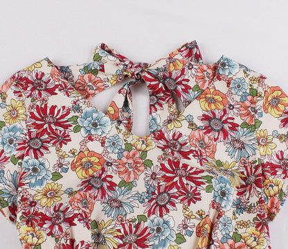 Summer Butterfly Print Short Dresses-STYLEGOING