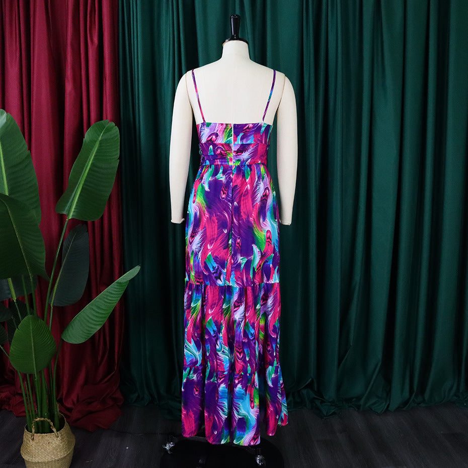 Sexy Floral Print Summer Long Holiday Dresses