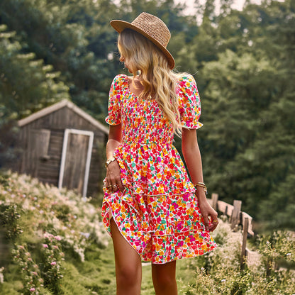 Romantic Short Sleeves Cake Dresses