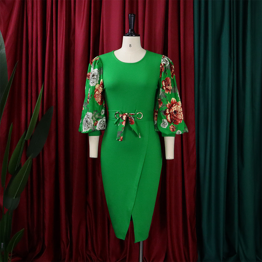 Classy Floral Print Plus Sizes Dresses for Women