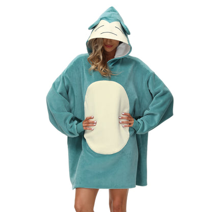 Rainbow Print Winter Warm Hoodies Wearable Sleepwear Blanket